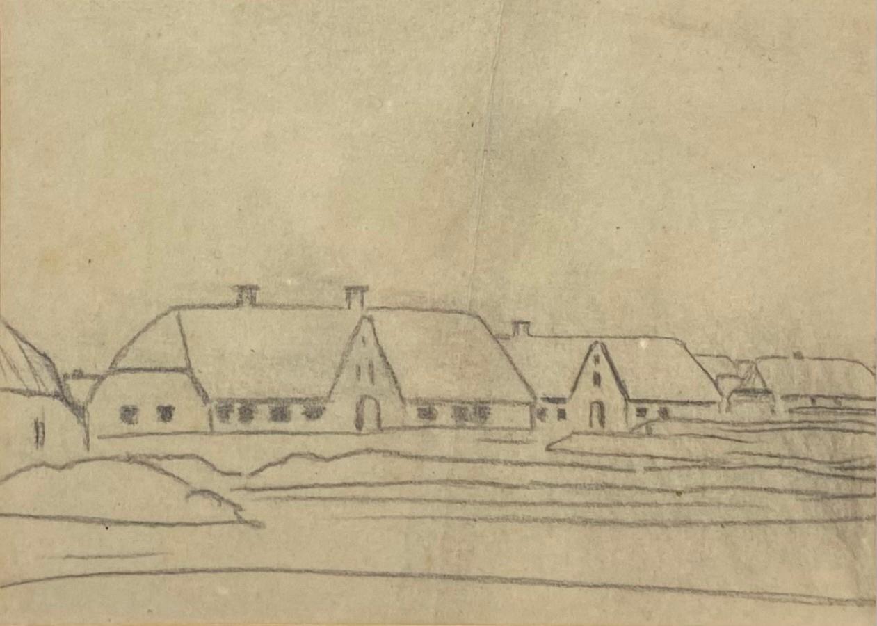 Reetdachh&auml;user vor Feldern - Helene Varges 