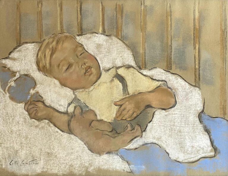 Schlafende Junge mit Teddybär - Lotte Laserstein 