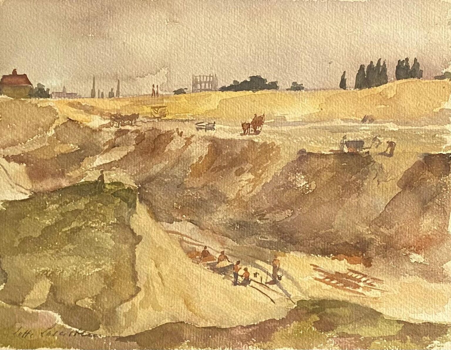 Baugrube mit Arbeitern - Lotte Laserstein 