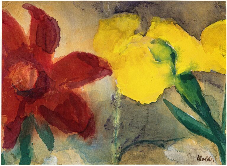 Gelbe Iris und rote Blüte - Emil Nolde 