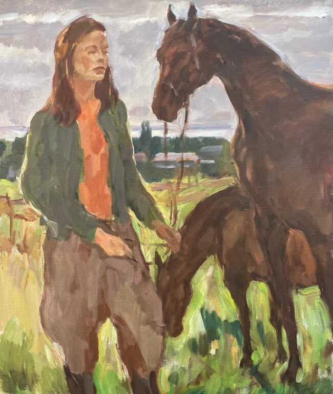 Junge Frau mit zwei Pferden (Öland) - Lotte Laserstein 