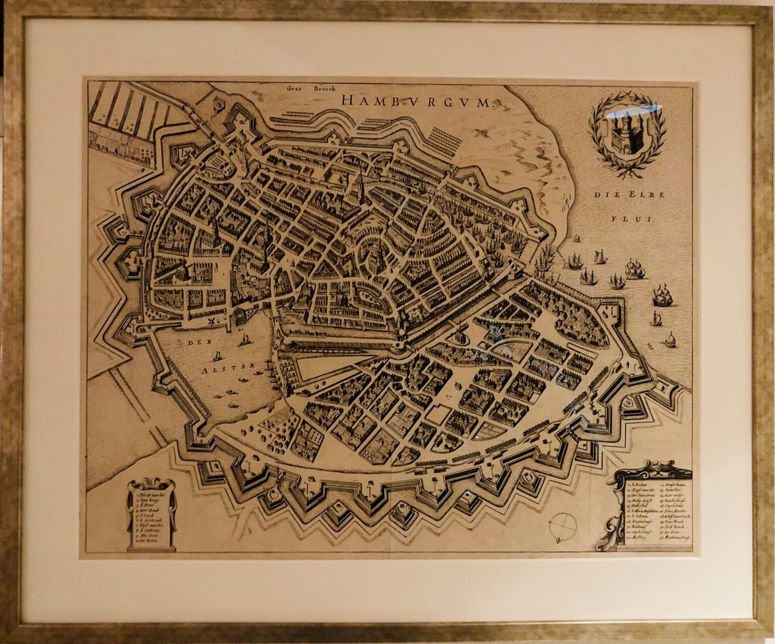 Hamburg. Vogelschau. Hamburgum - Johann Janssonius 