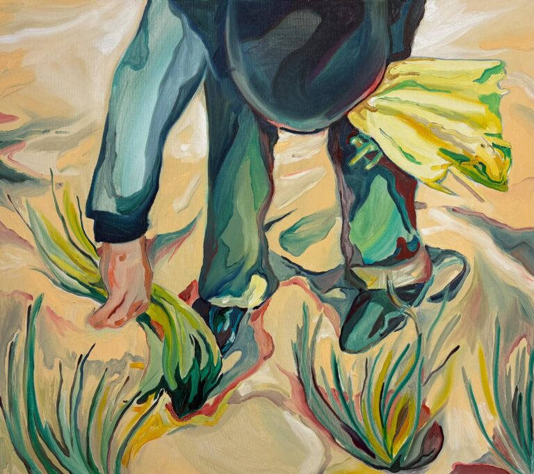 Einpflanzen und Festtreten von Halm - Jonathan Lützen 