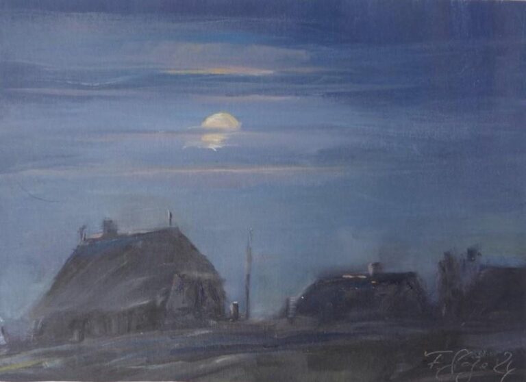 Vollmondnacht über der Warft - Frauke Gloyer 