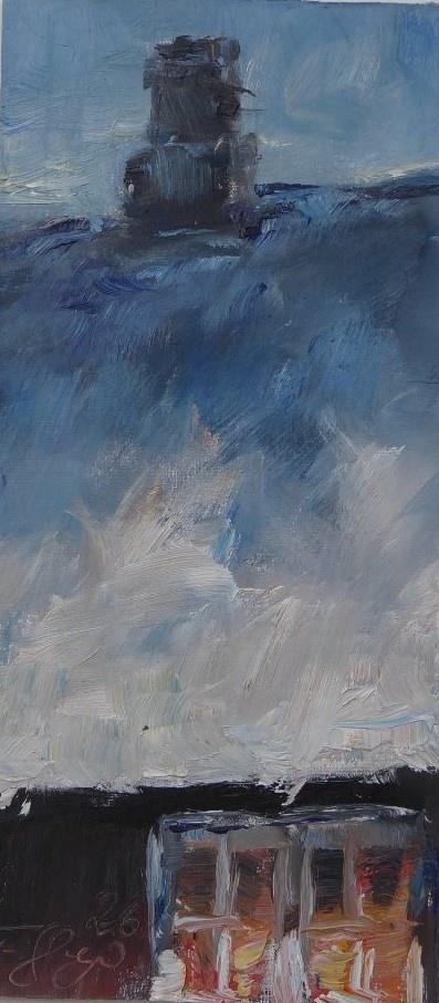 Erleuchtetes Fenster in Winternacht - Frauke Gloyer 