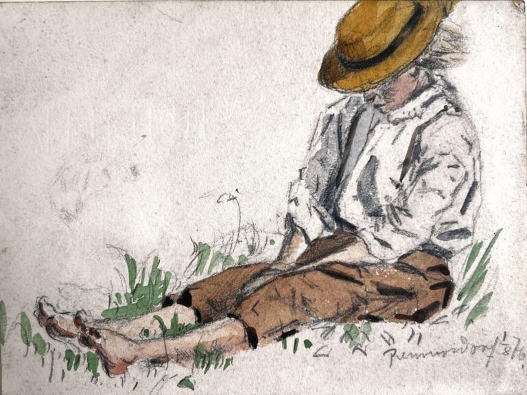 Schlafender Junge im Gras - Harald Friedrich 