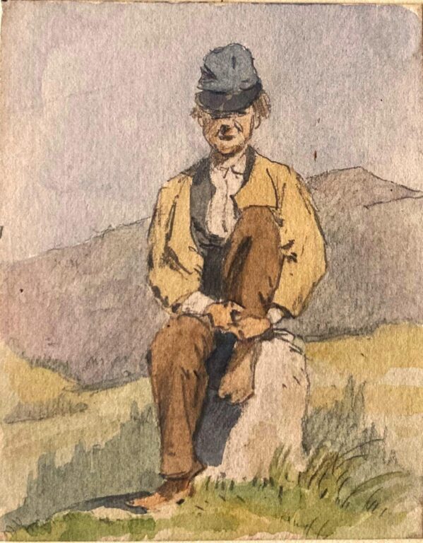 Junge auf einem Stein hockend - Harald Friedrich 