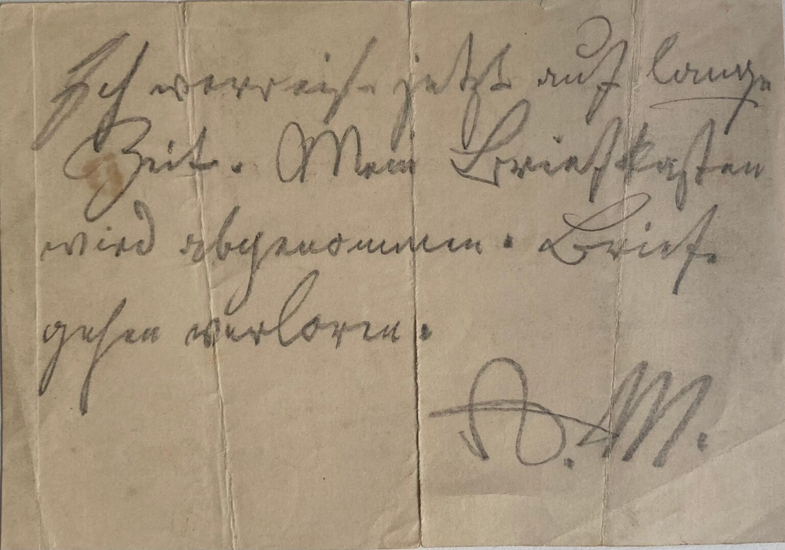 Eigenh&auml;ndiges Billett - Adolph von Menzel 