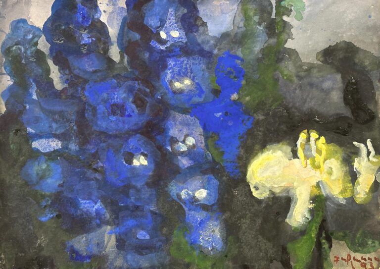 Rittersporn und gelbe Iris - Klaus Fußmann 