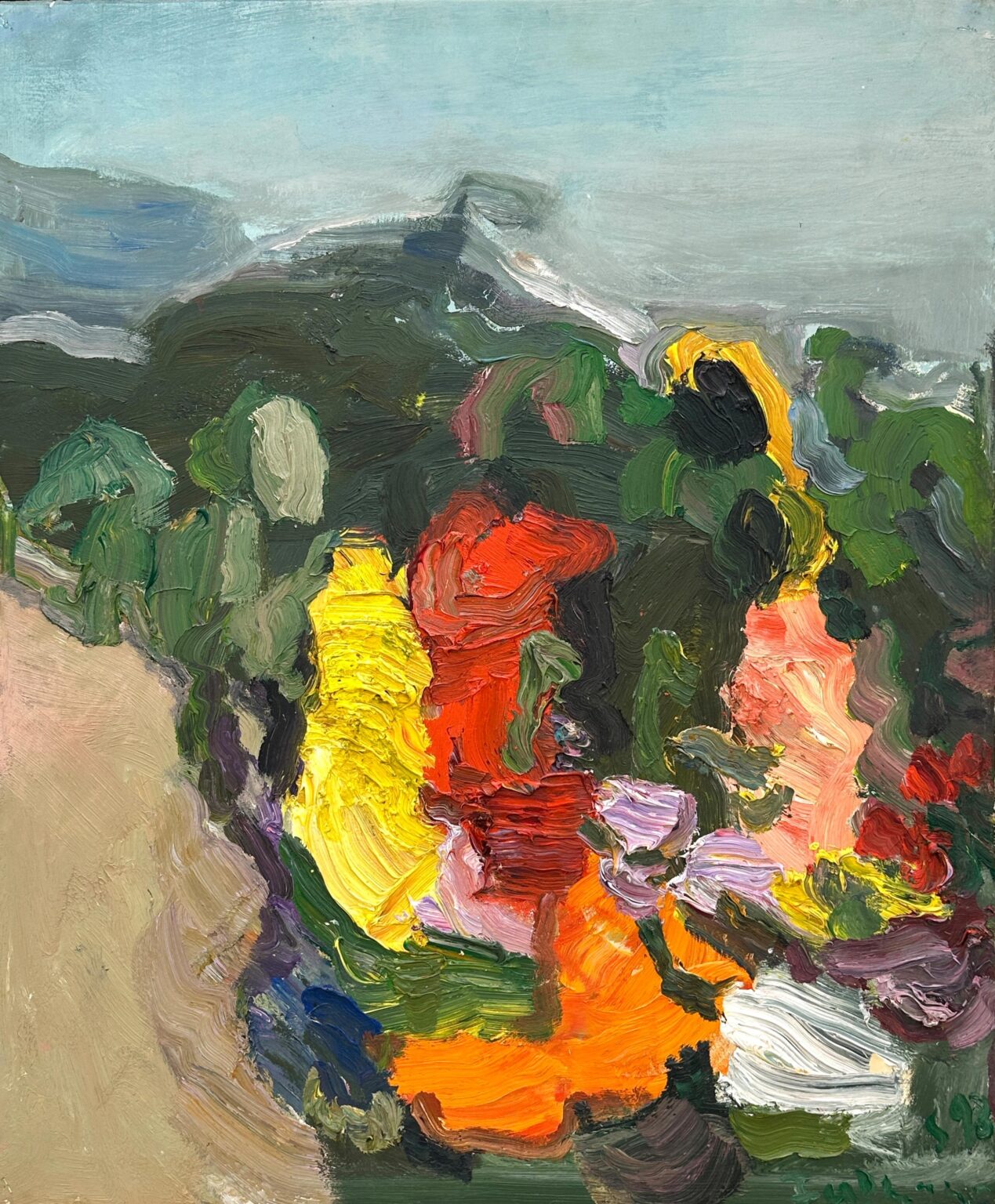 Garten mit Sonnenblumen und Gladiolen - Klaus Fu&szlig;mann 