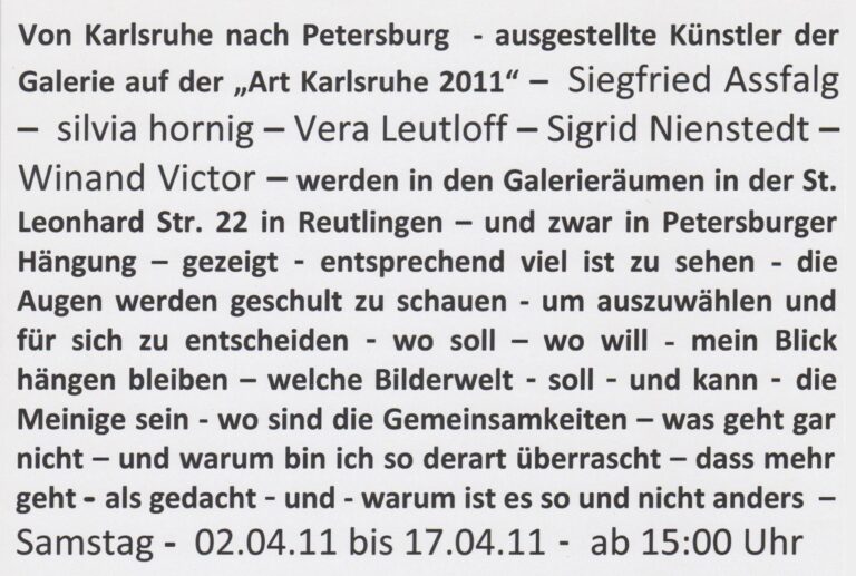 Von Karlsruhe nach Petersburg – Siegfried Assfalg, silvia hornig, Vera Leutloff, Sigrid Nienstedt, Winand Victor 