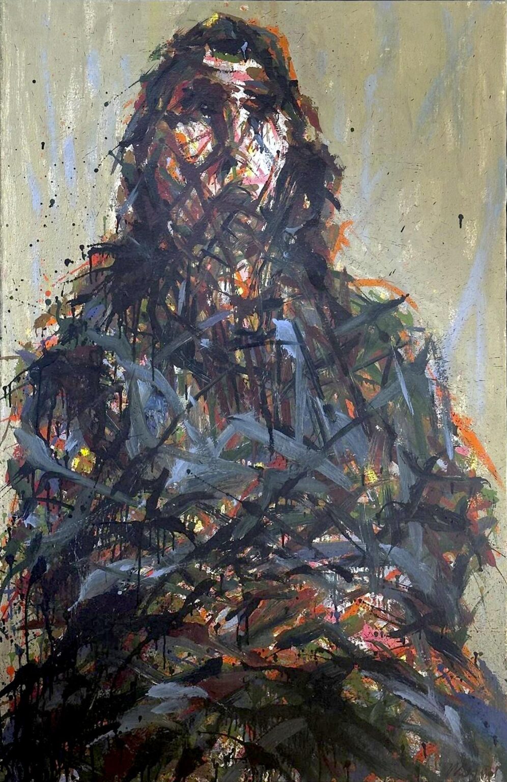 Portrait A.S. vor grauem Grund - Max Uhlig 