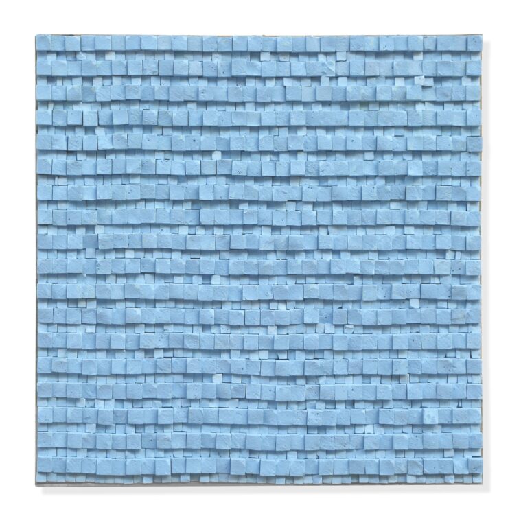 Kreidebild Reihung hellblau 60×60 - Reiner Seliger 